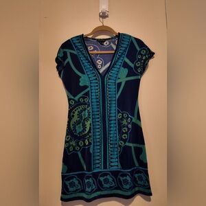 Banana Republic Deep V-Neck Patterned Dress – Size PS, Elegant & Chic